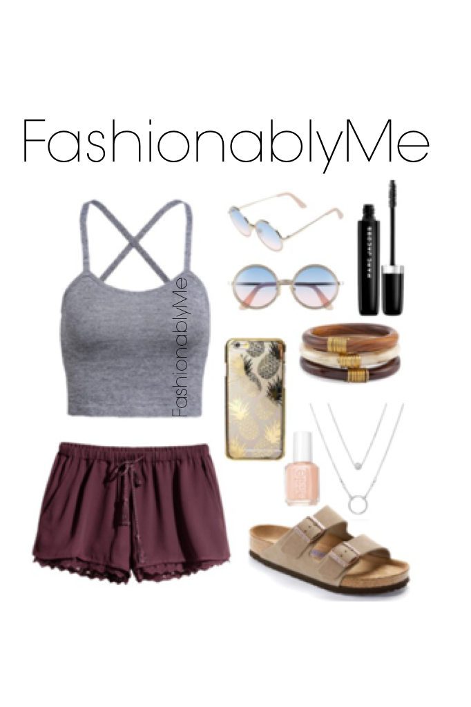 Warm summer day outfit Birkenstocks So sorry I haven't posted in a while! I will try to post more often. Summer outfit flower daisy sandals hipster iPhone ootd like follow shoutout polyvore summer style high waisted shorts 