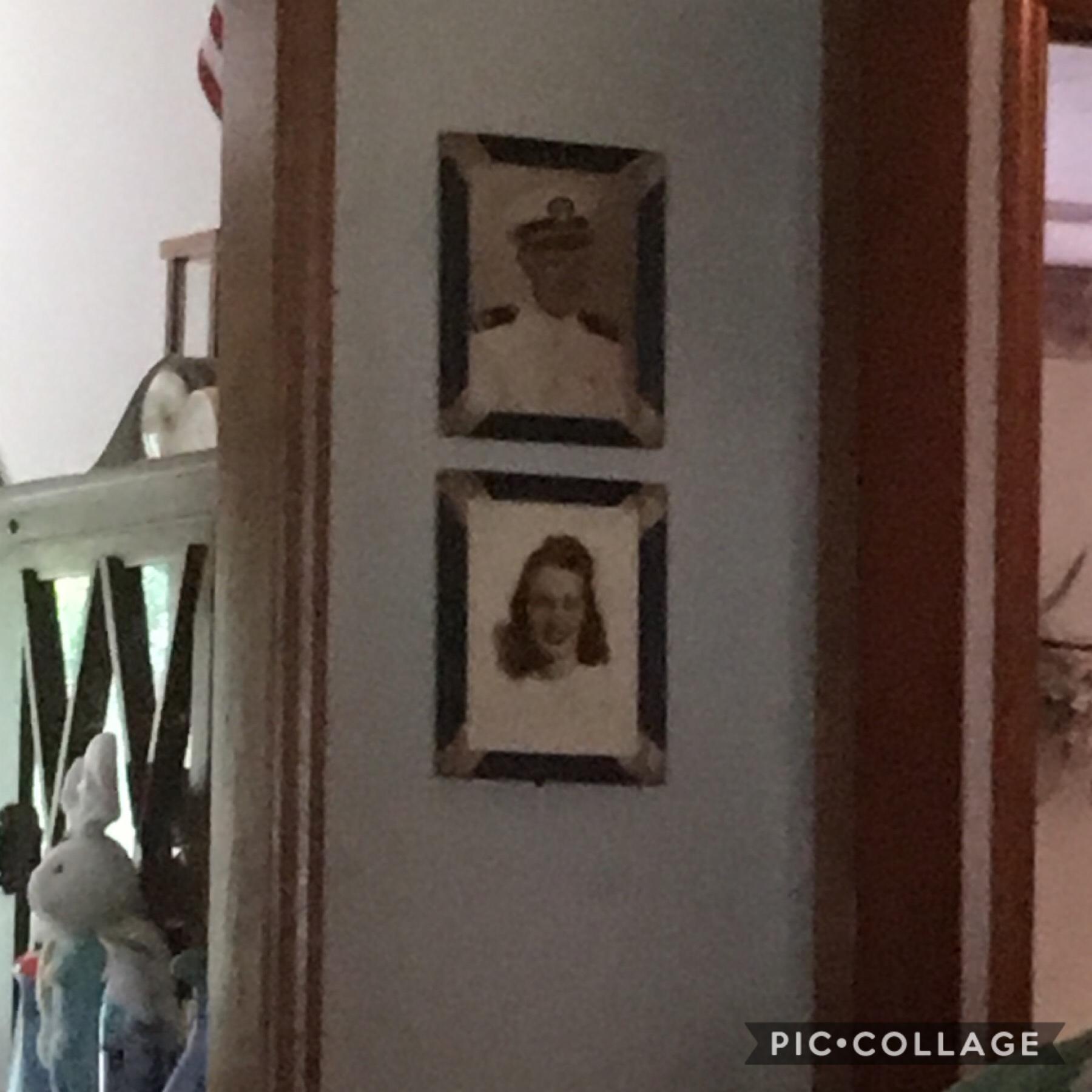 every time i go to my grandmas house i always want to take a picture of these pictures of my great grandparents but i always forget and yesterday when i remembered we were about to leave and i’m scared of dogs and my grandmas giant dog was running around 