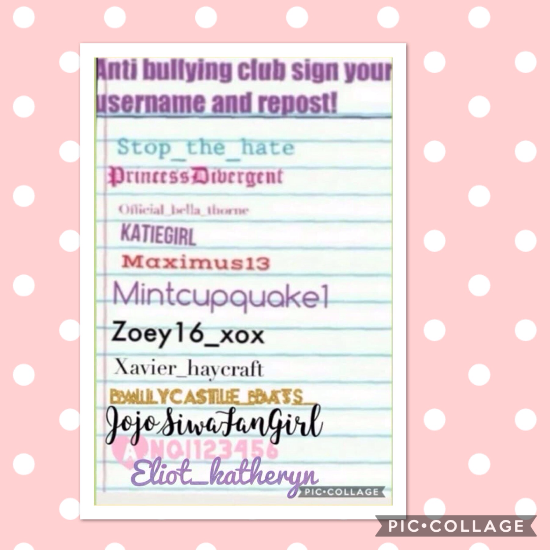 TAP. 


Hey I know that bullying is a big issue so I did this but I just reposted so don't give me all the cred!!!😊