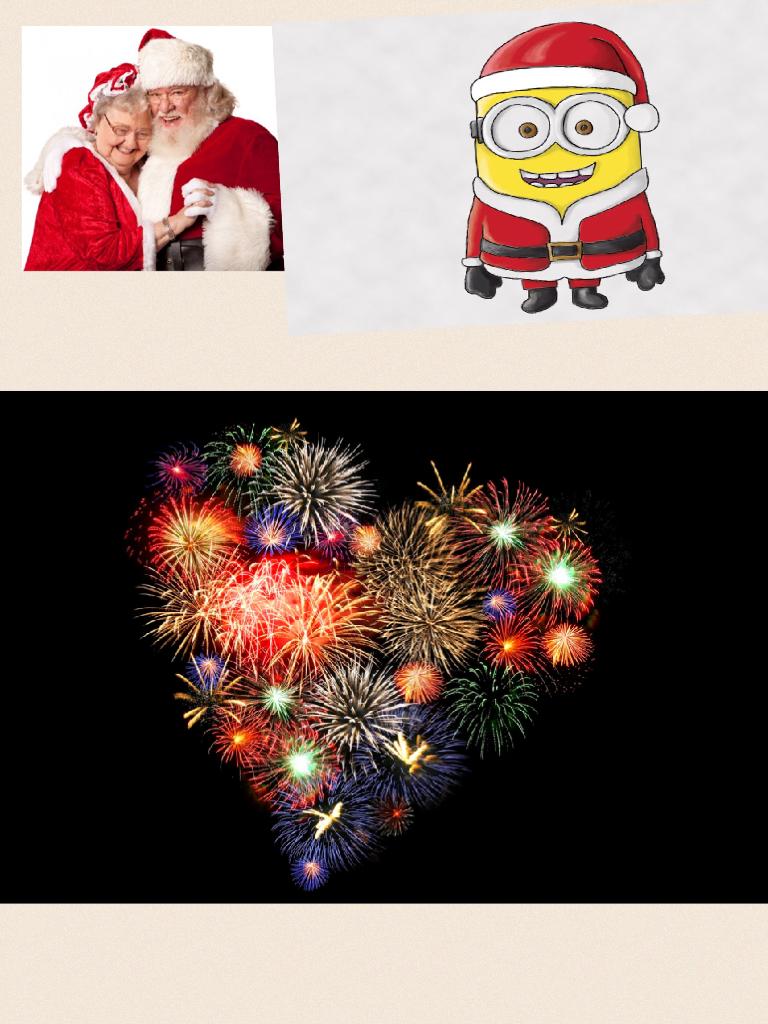 I heart fireworks and Bobby Santa clause and also Santa and Mrs clause too.