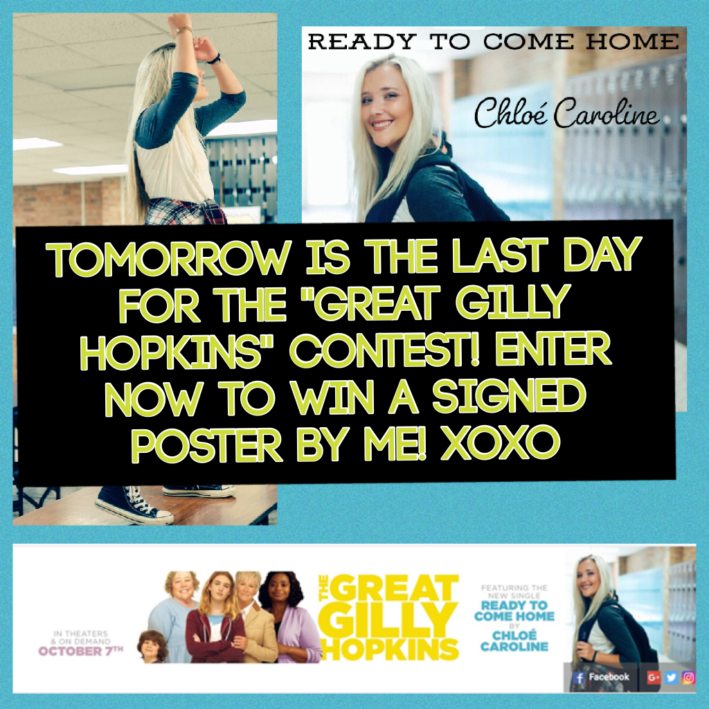 Tomorrow is the LAST day for the "Great Gilly Hopkins" contest! Enter now to win a signed poster by me! Xoxo