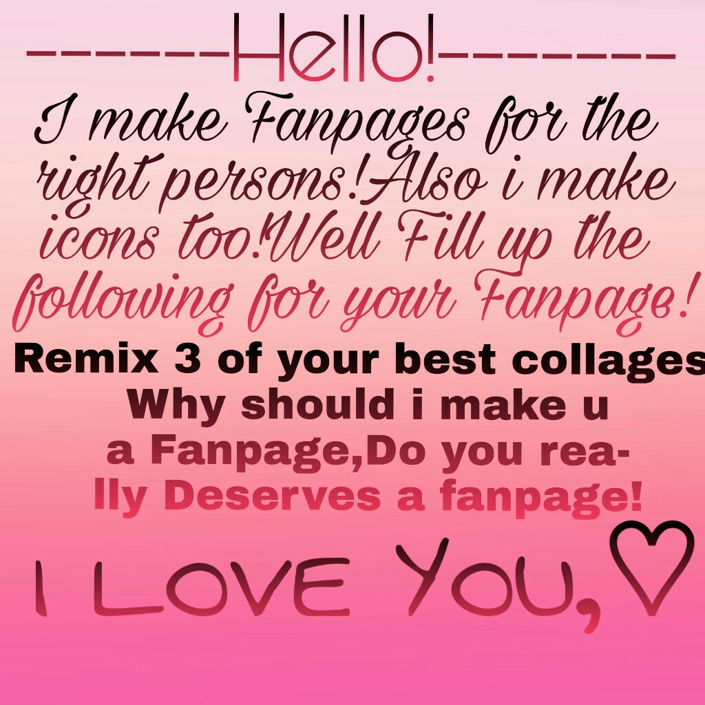 ♡CLICK♡

Hey!I want to make Fanpages and Icons for everyone Free:)So just remix if you really deserves a fanpage,Love you♡♡