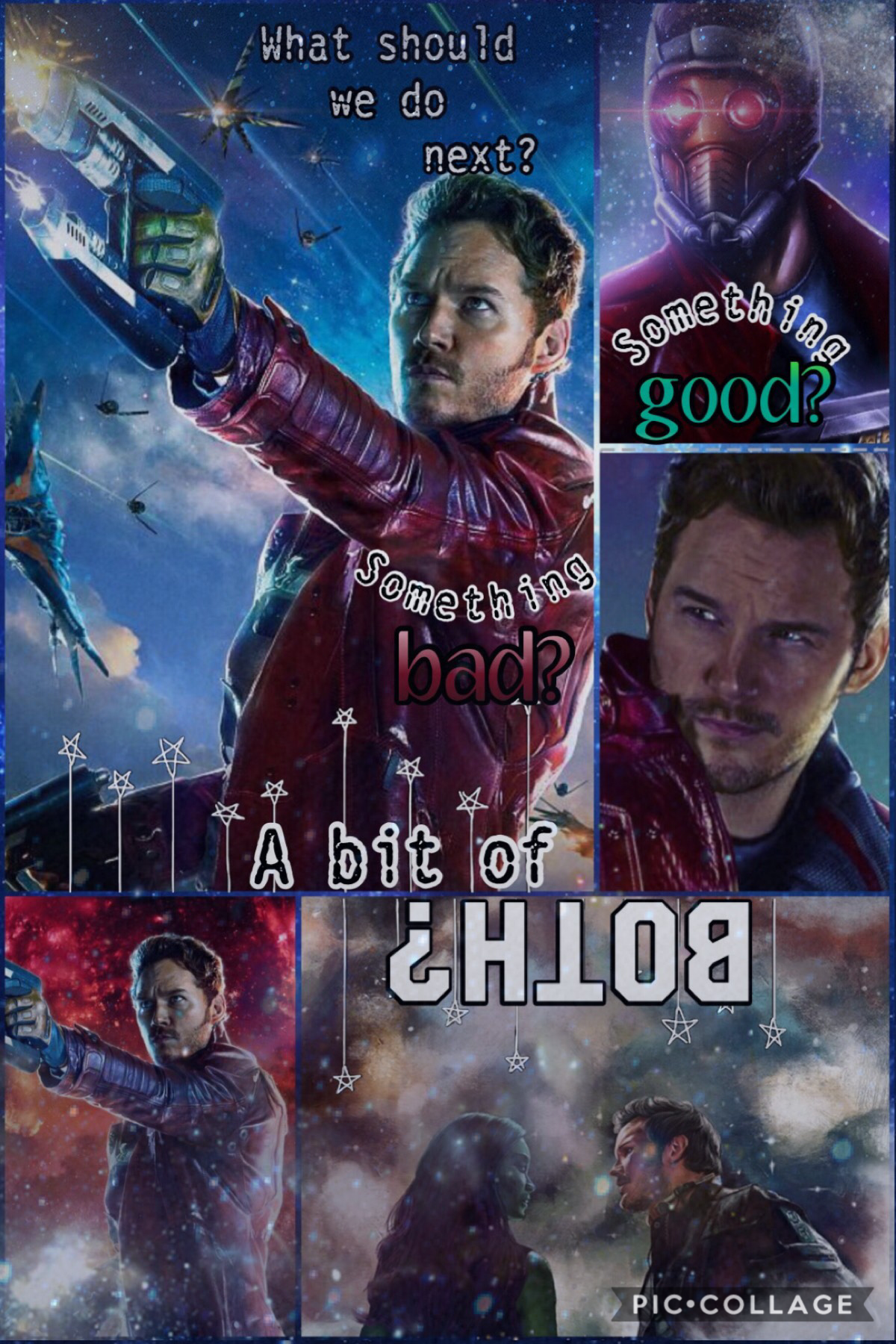 ⭐️Tap!⭐️

Presenting Peter Quill...
you may also know him as Star Lord!

You may also see him listening to 60s and 70s music while playing the air guitar. 
🎶🎶🎶
