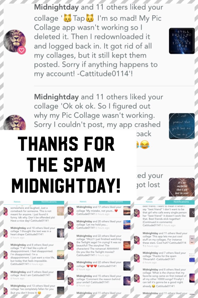 Thanks for the spam Midnightday!!
-Cattitude0114