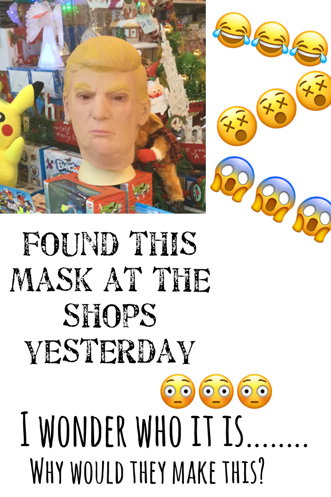 I wonder who it is........!! None other than DONALD TRUMP! Lols! 😂 this mask just made my day after I slapped it and got laughed at by bystanders!! Lol😂😂😂😂