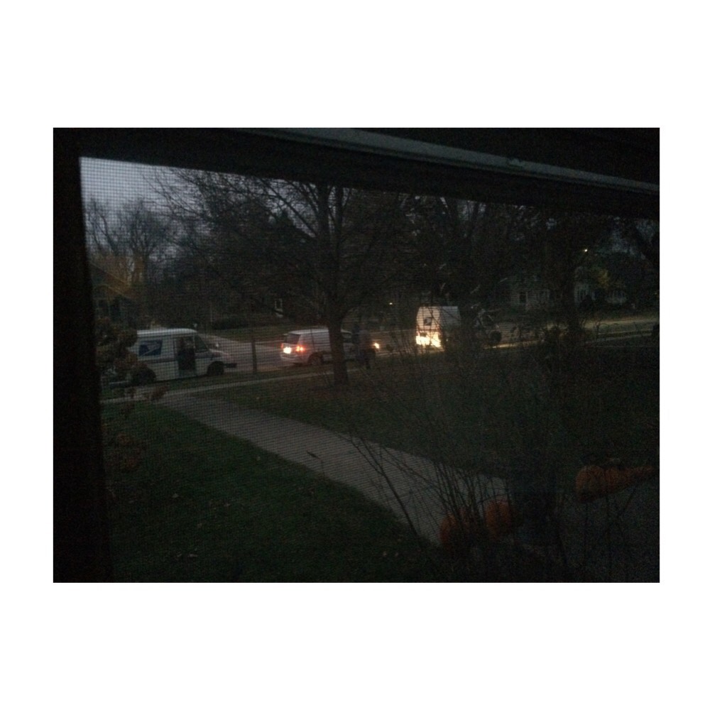 Thus is hard to see but the other day there were tHREE mail trucks outside my house??
