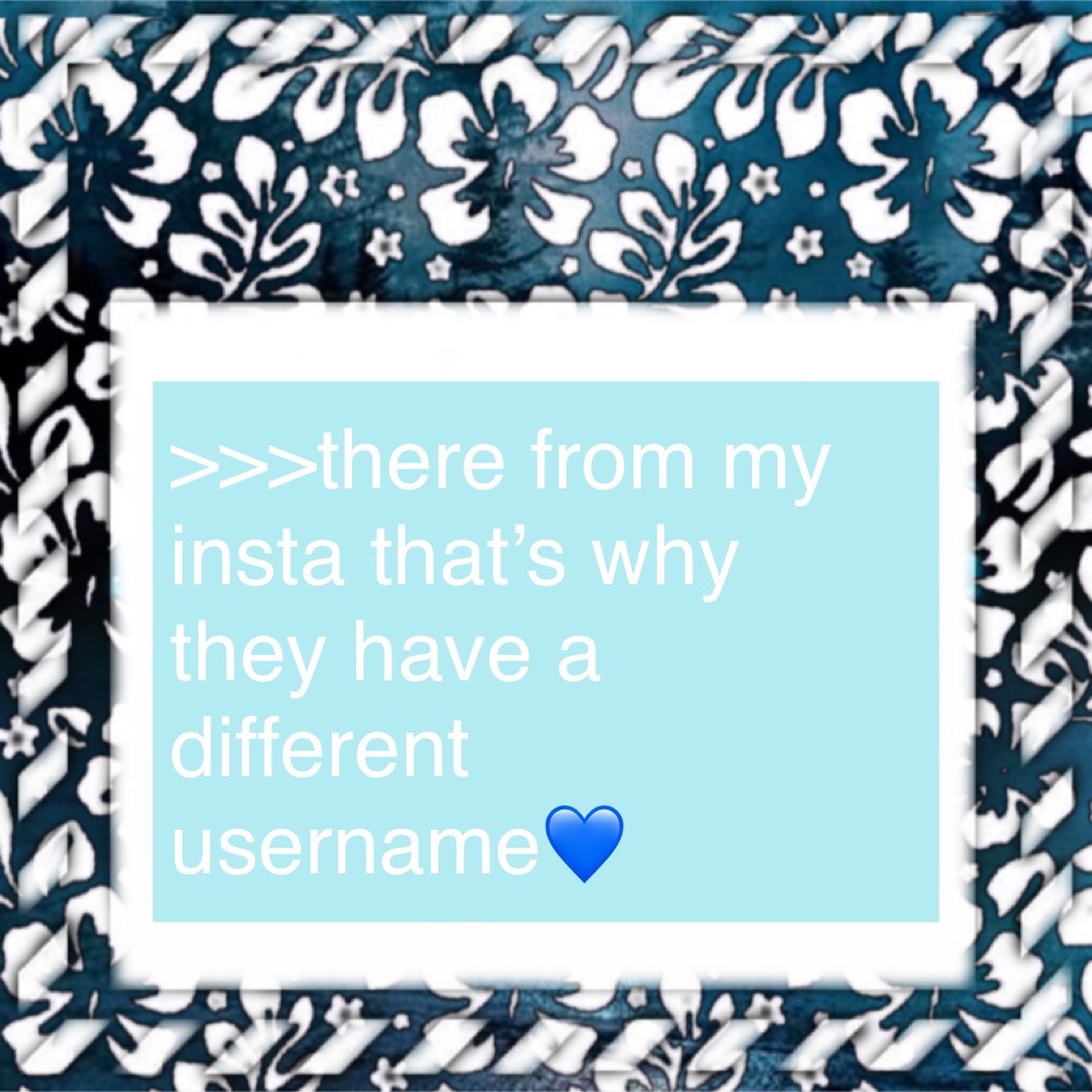 >>>there from my insta that’s why they have a different username💙