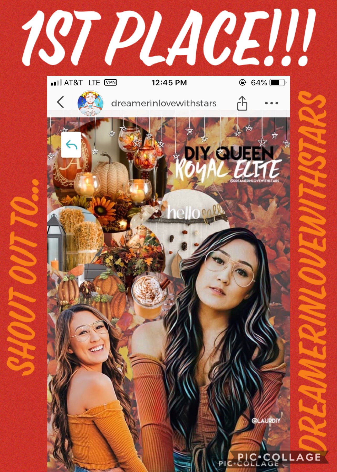 ❤️Tapppp❤️
1st place!!
🧡Dreamerinlovewithstars🧡
Go follow her her collages are 
super cute!!