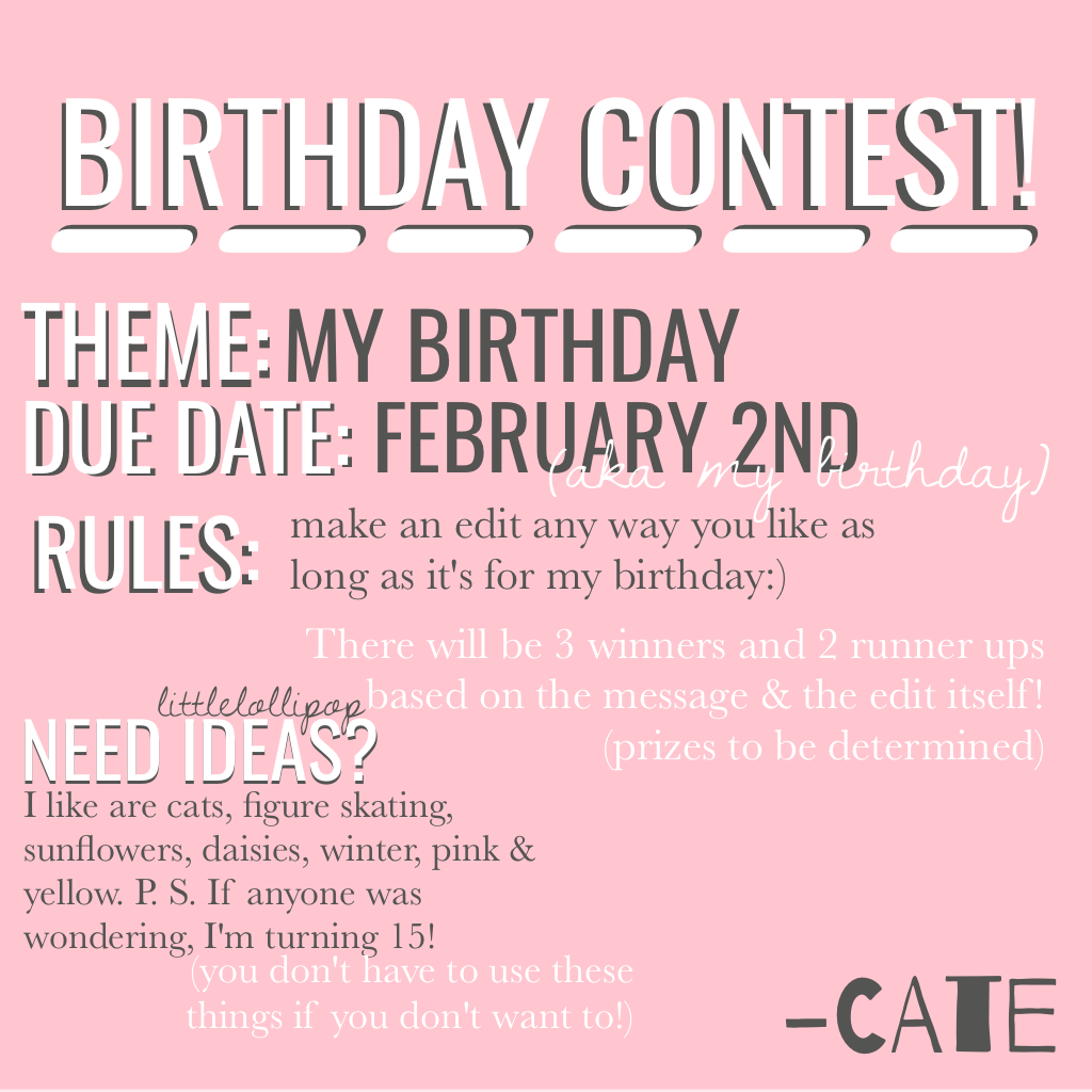 birthday contest!🎈
I hope I didn't post this too last minute & I hope you guys enter!😊💕 thank you for 5.7k🎉