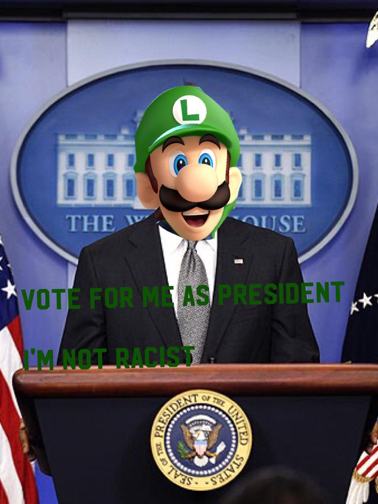Vote for me as president 

I'm not racist