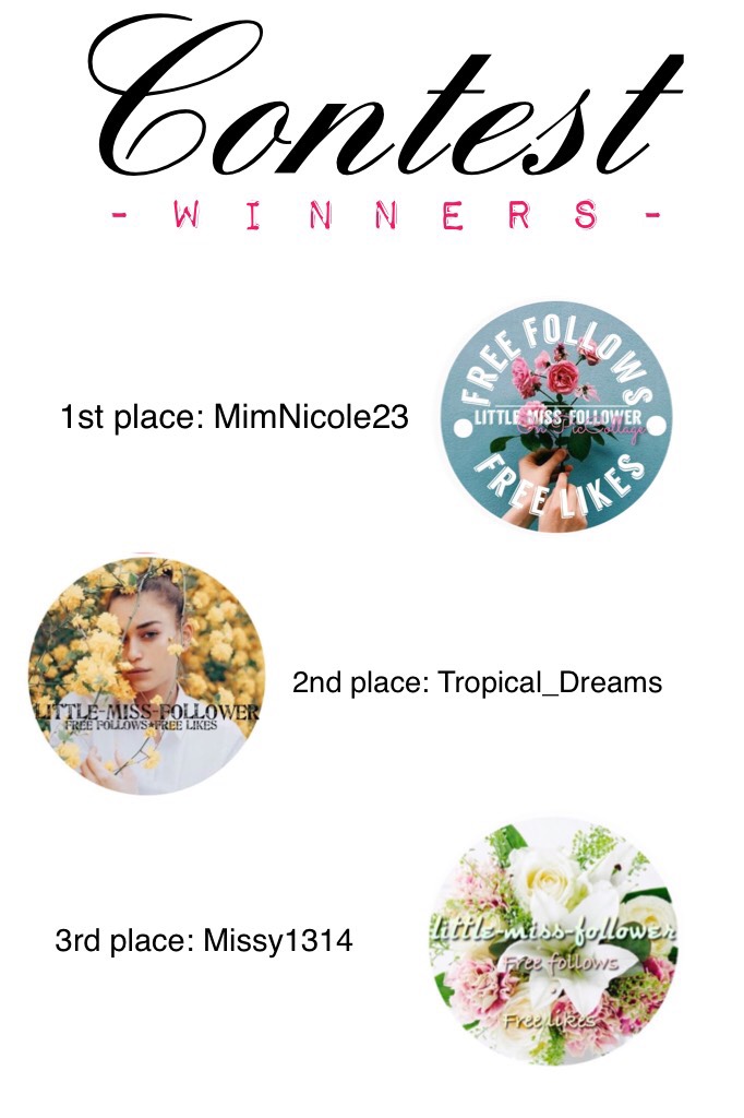 Congrats winners & thank everyone so much who entered!! Sorry I haven't been active in forever buttt here are the contest results! Congrats!💕