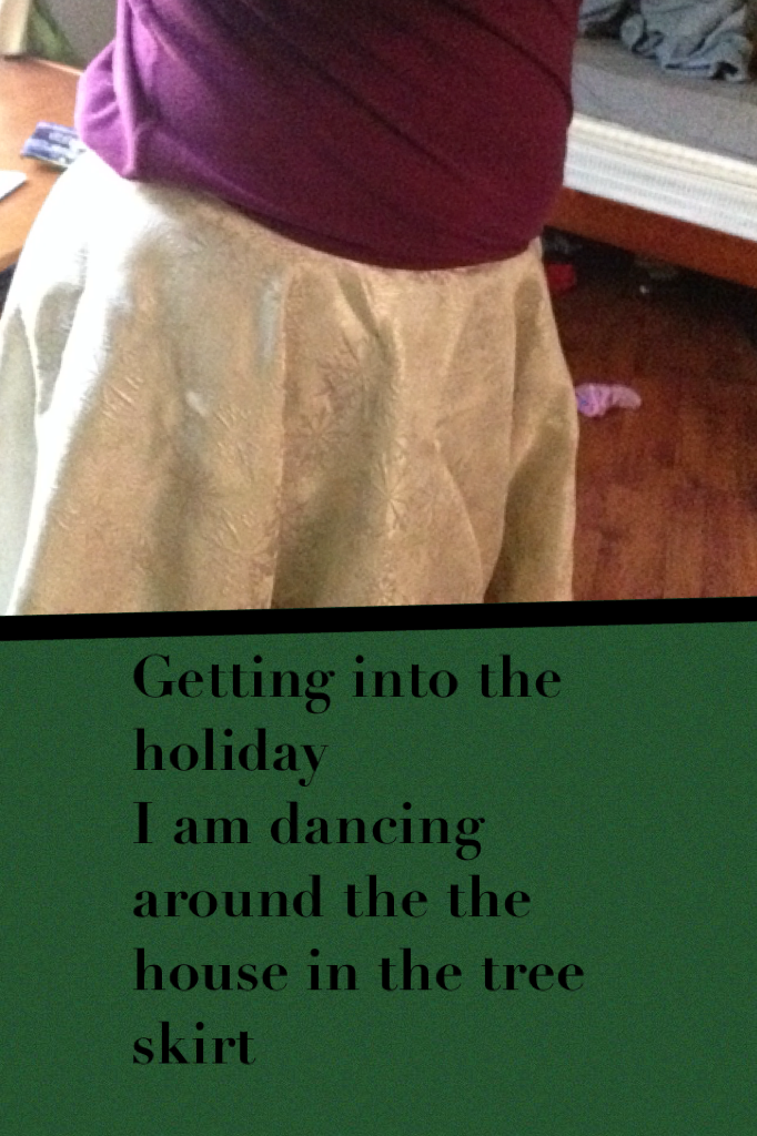 Getting into the holiday 
I am dancing around the the house in the tree  skirt
