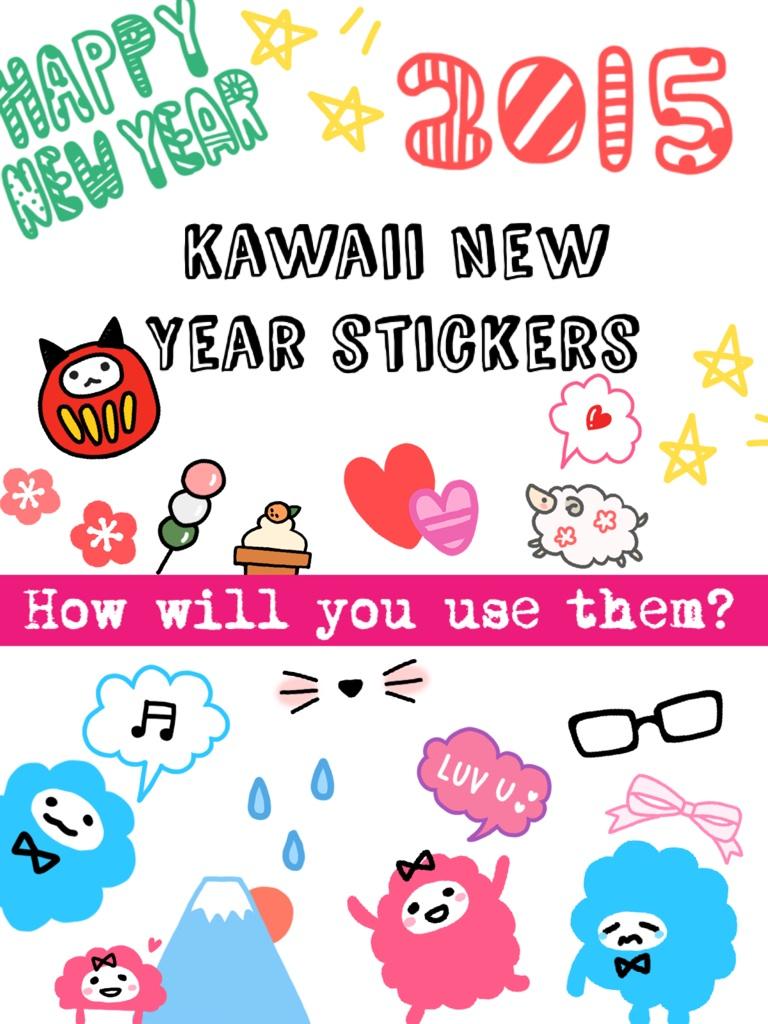 Kawaii New Year stickers 