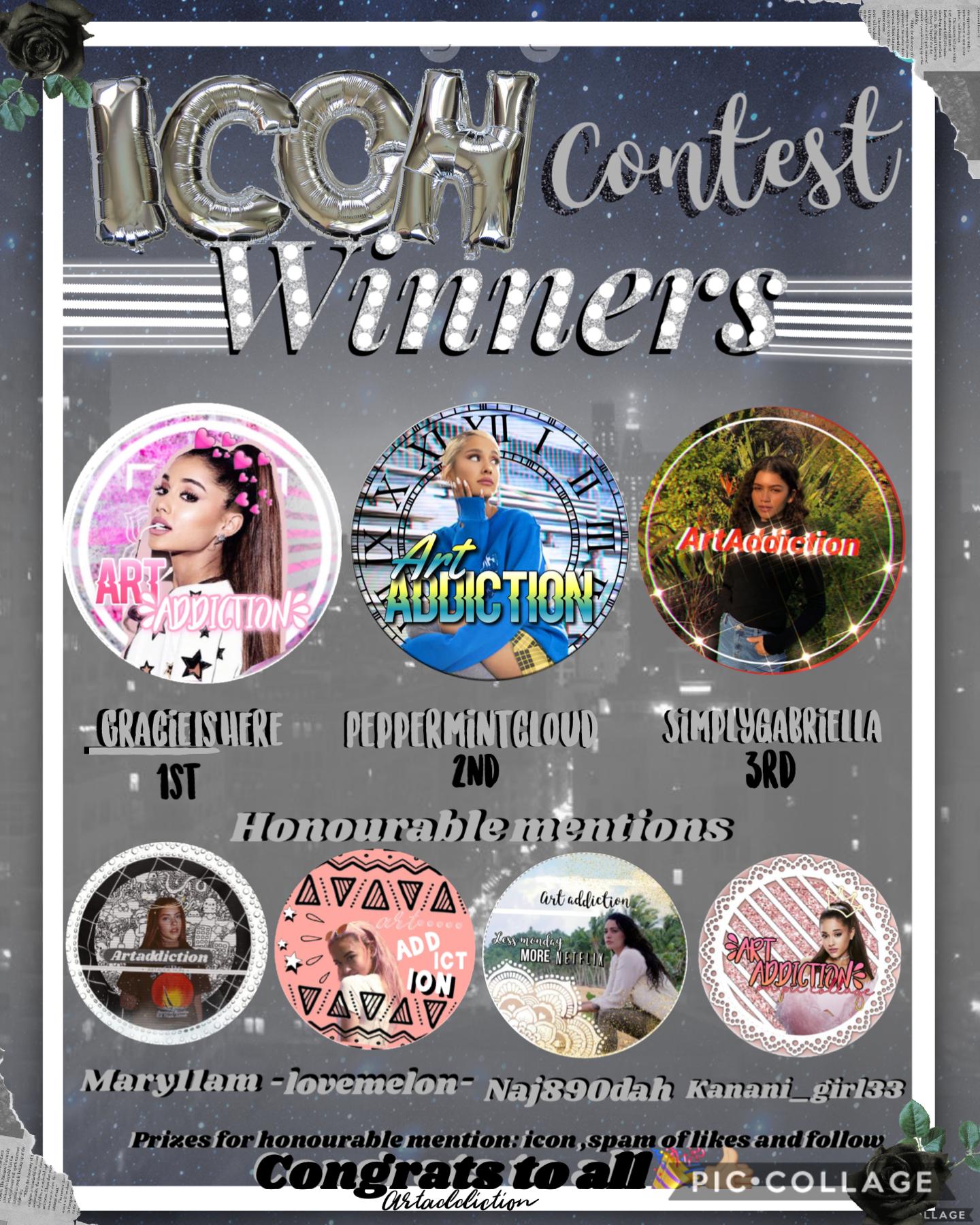 Congrats to all amazing talented collagers , prizes given soon and prizes in remix of icon contest 😘❤️👍🏼🎉