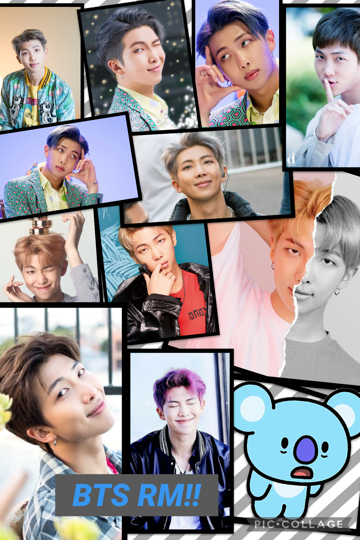 Kim Nam joon / Rm! Leader and spokes person for the south  Korean Boy band BTS aka Bangtan boys! 

The little blue guy in the corner is his BT21 Character his name is Ko ya! 💘💜💜💜💜 he represents Rm! 


Plea look up all of the bT21 characters and leaving to