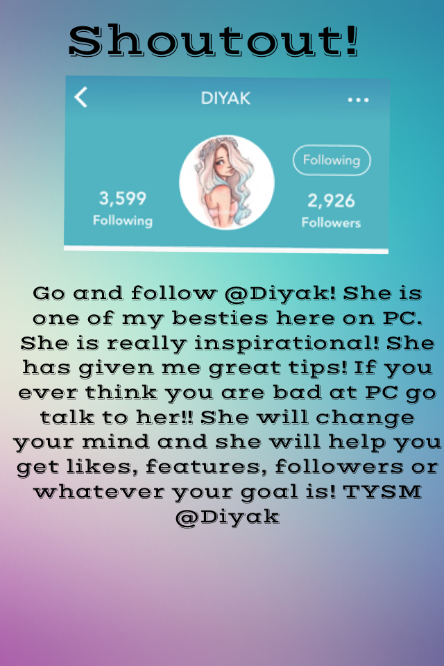 😃😃😃CLICK RIGHT HERE😃😃😃

Hey people! Does anyone want to do a collab? Also......I would really like a shoutout' anyone who give me a shoutout will get one from me! And don't forget to follow @diyak! THX