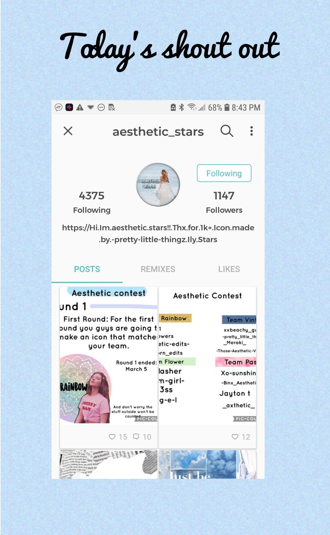 Go follow her!!! Sorry I've been delayed with posting every day and posting at 5 o'clock 
