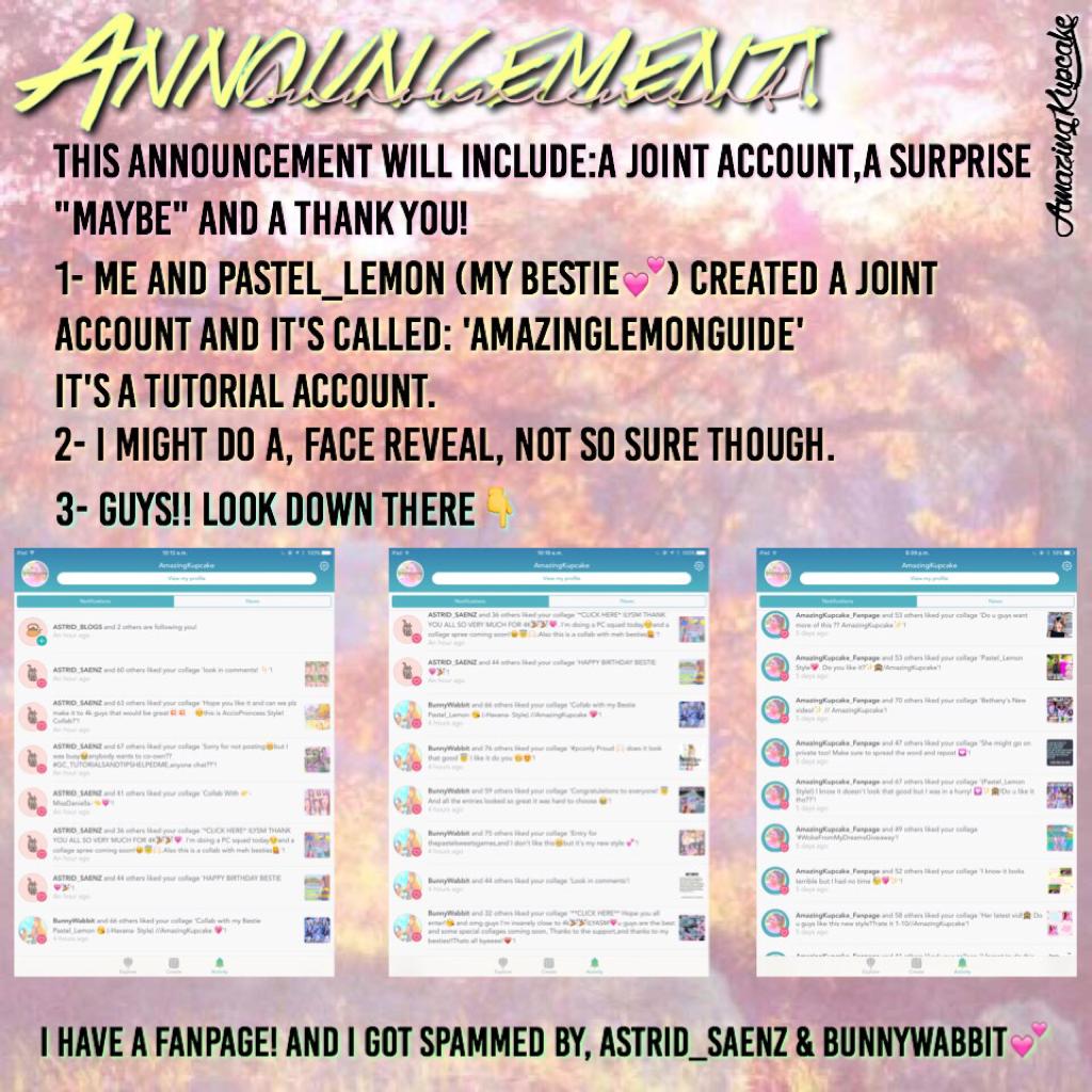 Make sure to check out,AmazingLemonGuide! And yeah tell me your opinions on the face reveal anyway that's all byeee💁💗