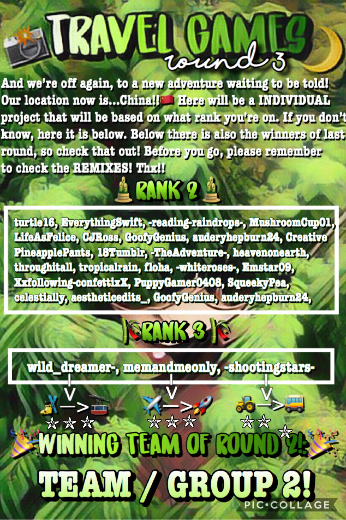 🎋yeeet it’s finally round 3! 🎋(sorry for the bad layout...and lateness..) pleassse read it all and check out the remixes! congrats to the 3 people who are in rank 3! also just fyi, there will probably be 2-4 more rounds!! please enter in asap!!! See ya an