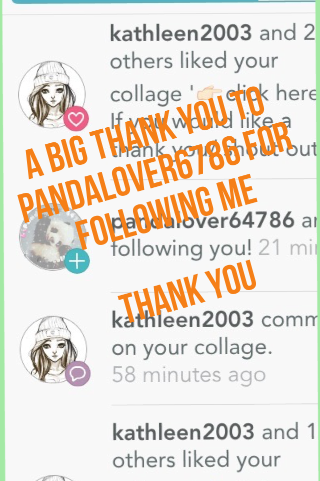 👉🏻click here👈🏻

If you would like a thank you/ shout out like and follow me.  I also believe you should follow pandalover6786 and like her collage. Thank you 