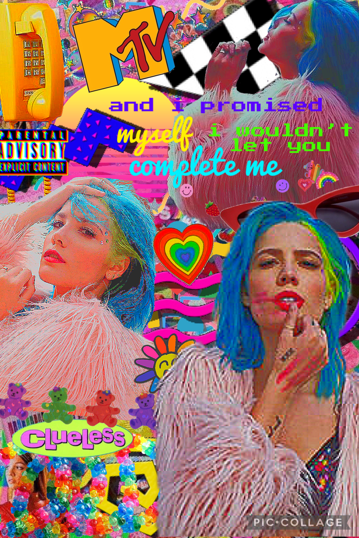 🌈tap!🌈 
well this is ✨chaotic✨ i tried like a 90s/80s vibe... not sure i love it 🤔 also @metanoia do you like this song? it’s an older halsey one ☺️