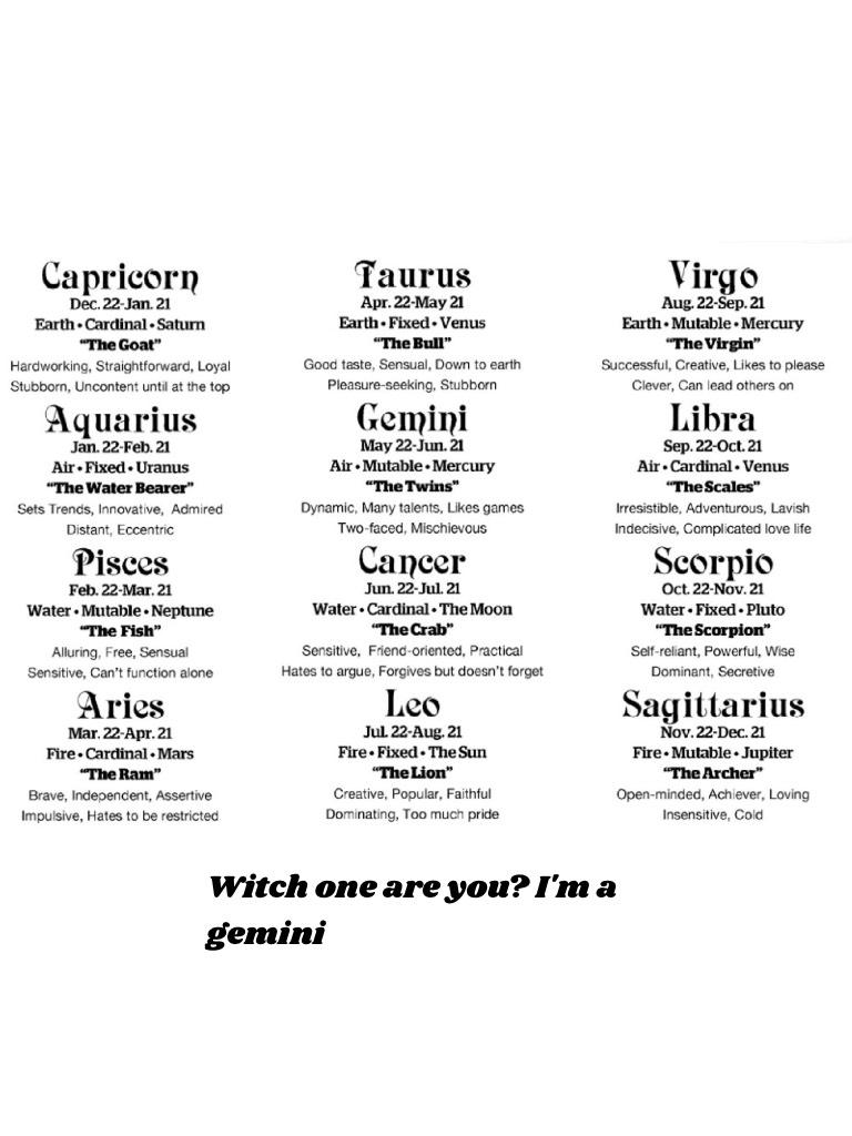 Witch one are you? I'm a gemini
