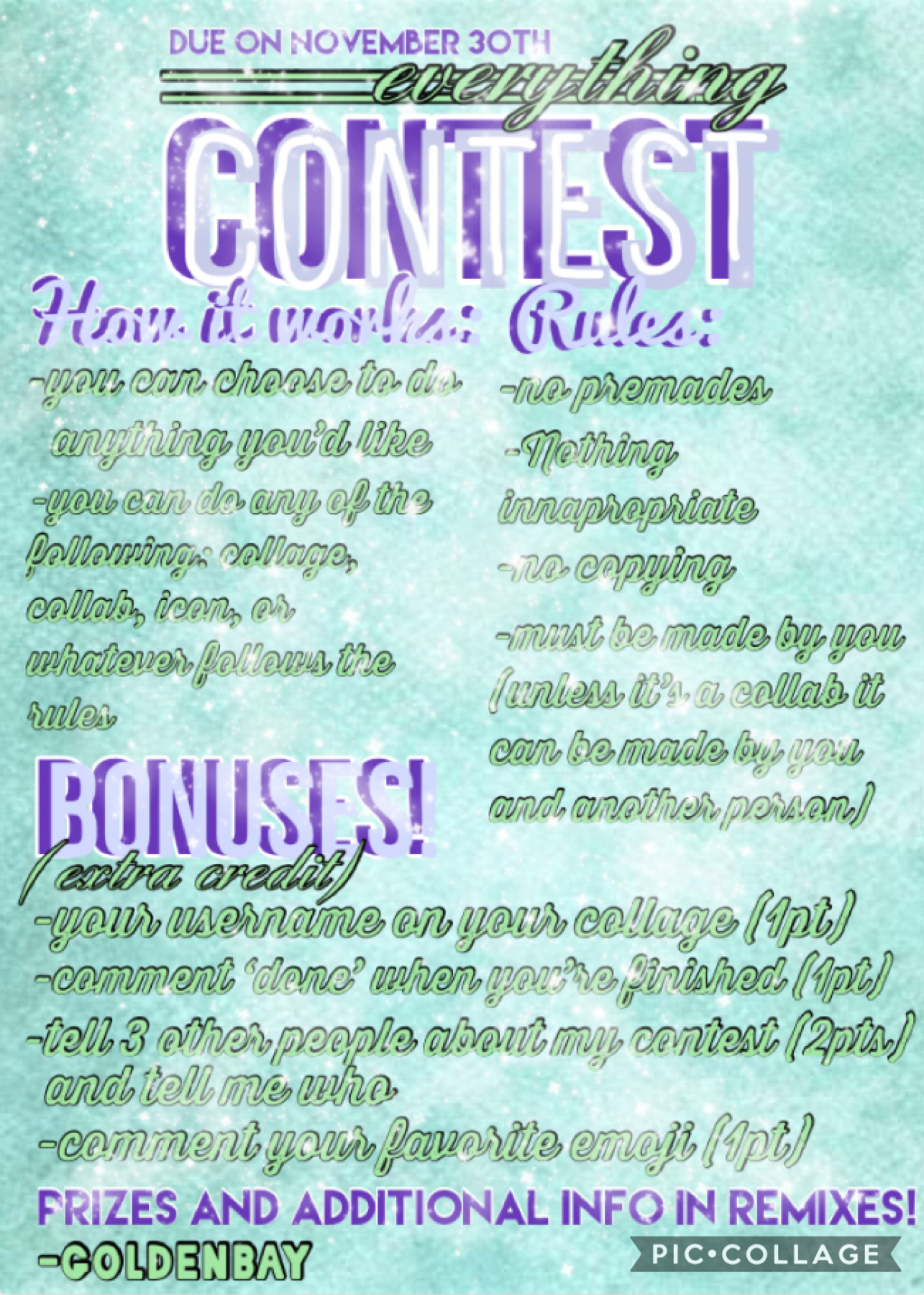 Taaaaap!
Please enter this! Prizes and point system in remixes❤️ 
This was one of the top 2 choices when you guys votes so here you go! 
Due November 30th