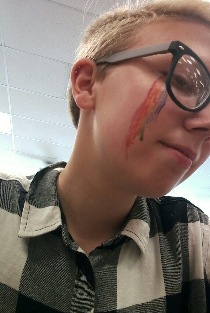 I painted on my face during art