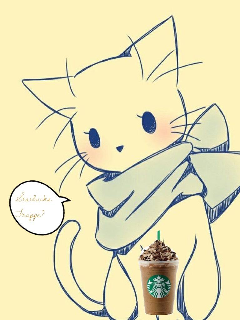 This cat is having a good time, chillin' at Starbucks with a cup of Frappe! Anyone else?