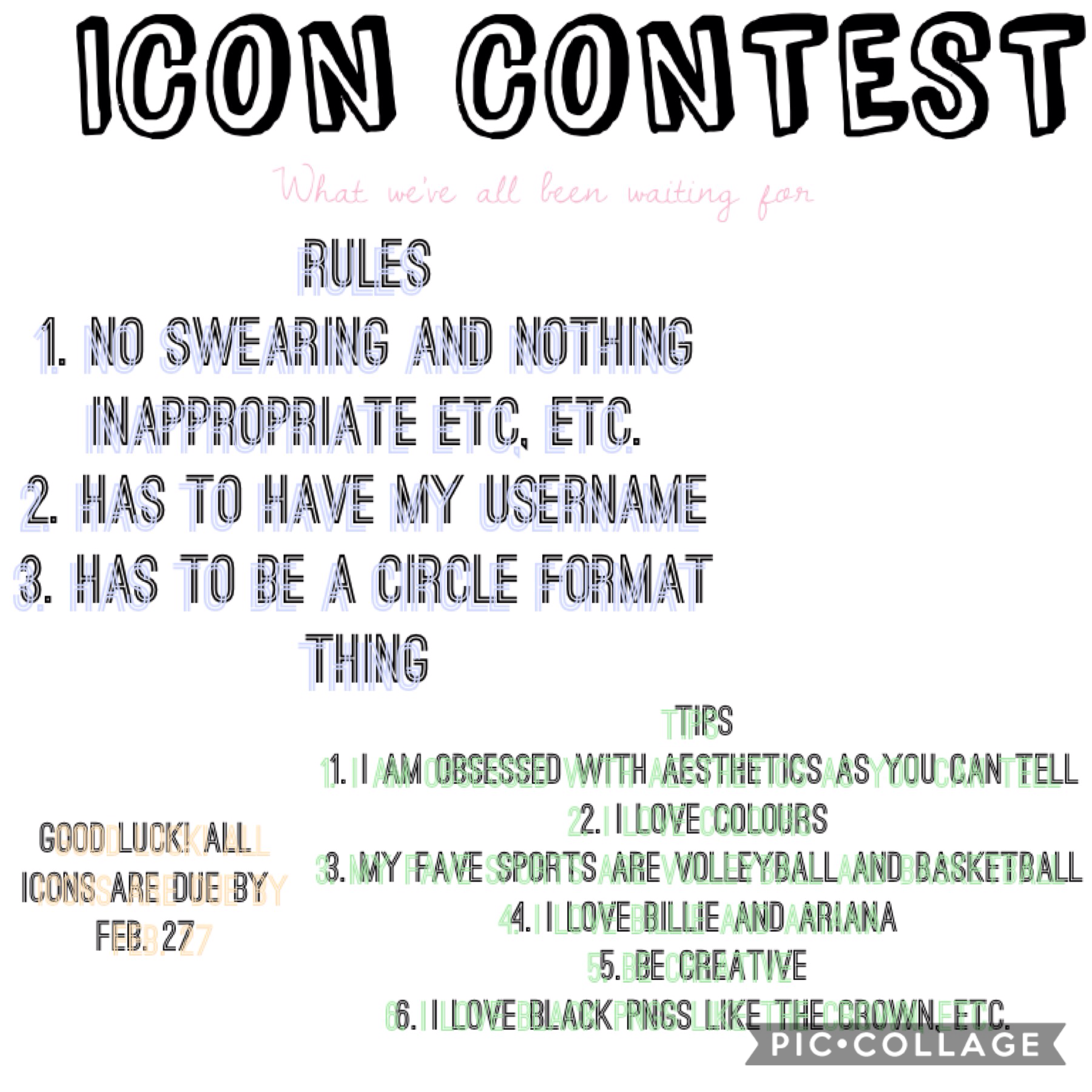 CONTEST CONTEST CONTEST!!
I'll let y'all know what the prizes are tmrw in another post
Hopefully a lot of you guys enter 
And have fun with t, I'm super excited ! 