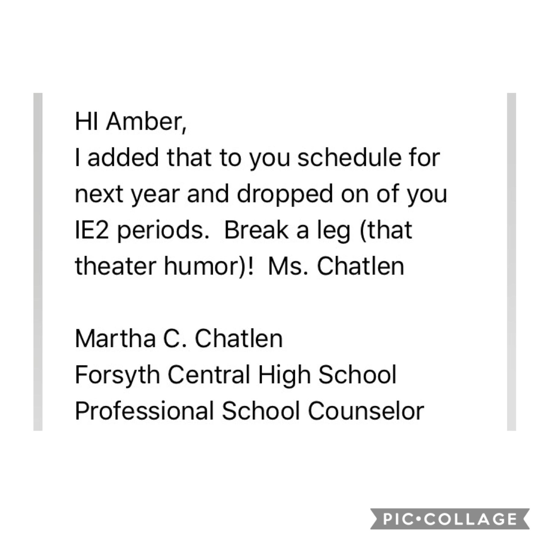 GUYS I JUST GOT THIS EMAIL RIGHT AFTER MARCHING LEADERSHIP TRAINING AND STARTED CRYING IM TAKING MUSICAL THEATRE NEXT YEARRRRRR IM SO HAPPY