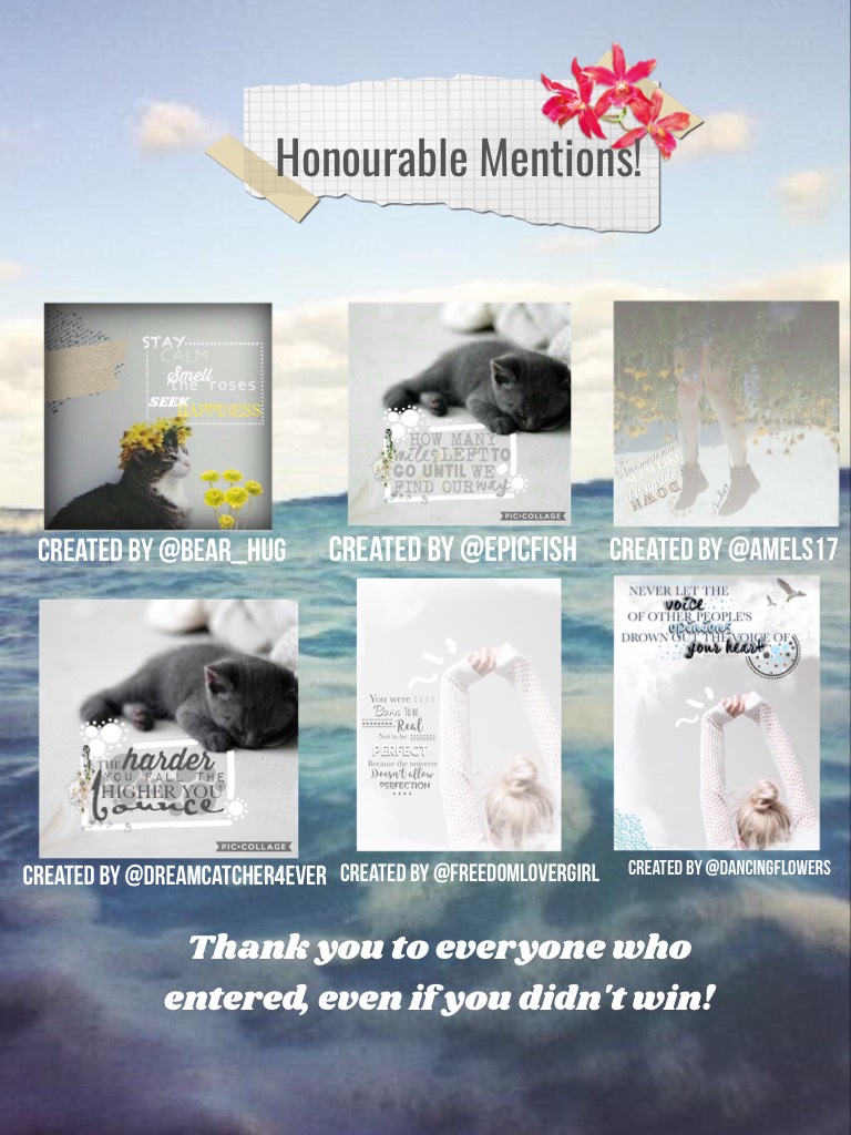 Honourable Mentions! Prizes posted next...