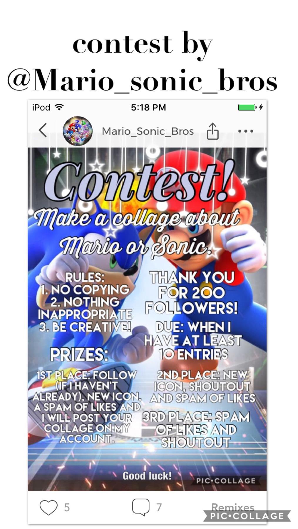contest at @mario_sonic_bros account 