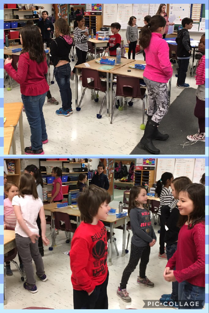 Standup-Handup-Pairup. The students shared their March Break adventures using this activity! Ask us! 