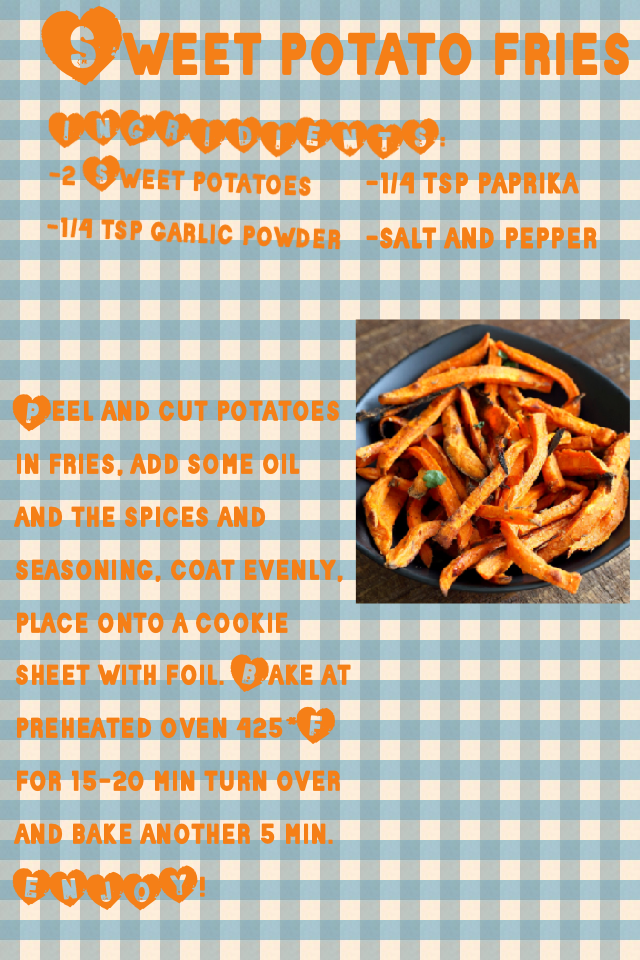 Sweet potato fries
Easy healthy and delicious! 🍠🍟
