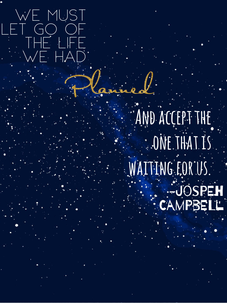 "We must let go off the life we had planned and accept the one that is waiting for us." -Joseph Campbell