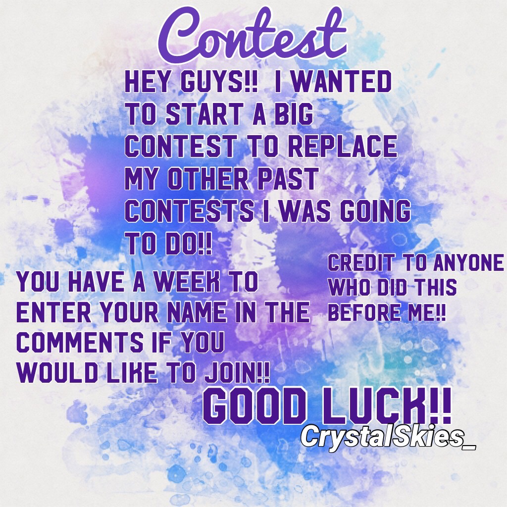 Contest!! Comment to join!! Good luck😊!