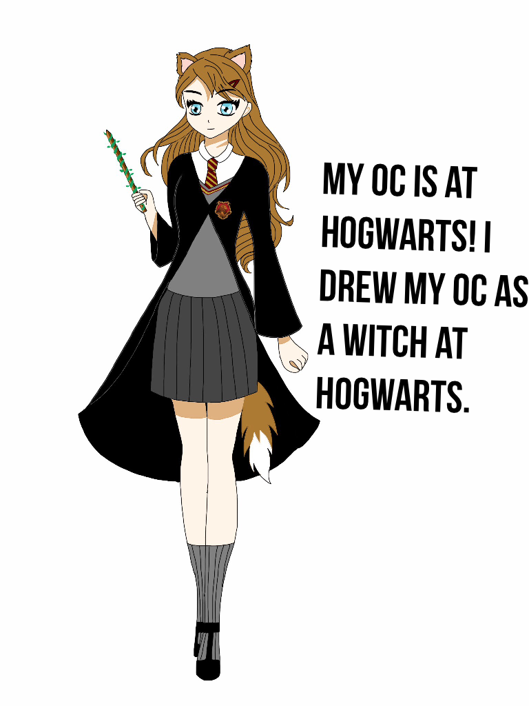 My OC is at hogwarts! I drew my OC as a witch at hogwarts.