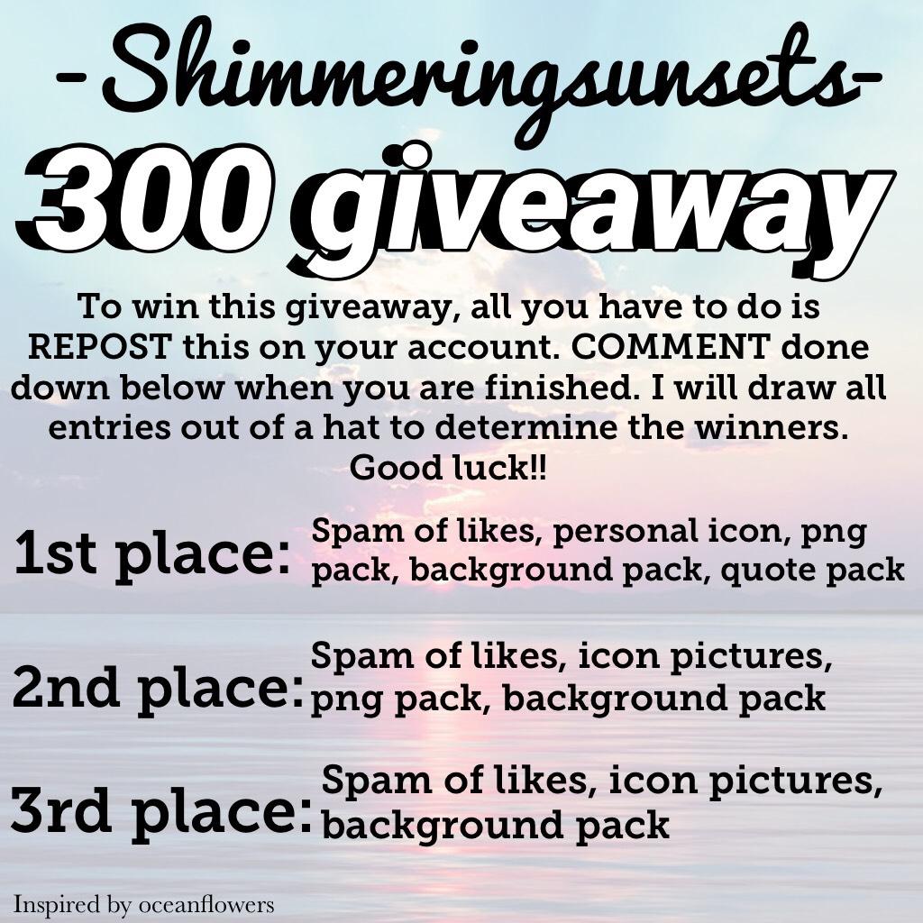 Giveaway!!!! Yay!! Make sure to follow directions for a chance to win!