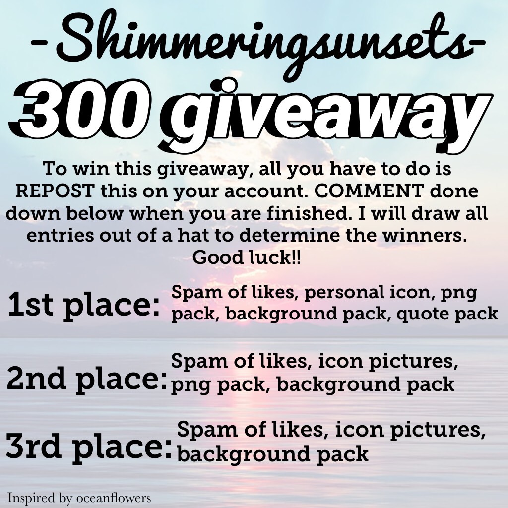 Giveaway!!!! Yay!! Make sure to follow directions for a chance to win!