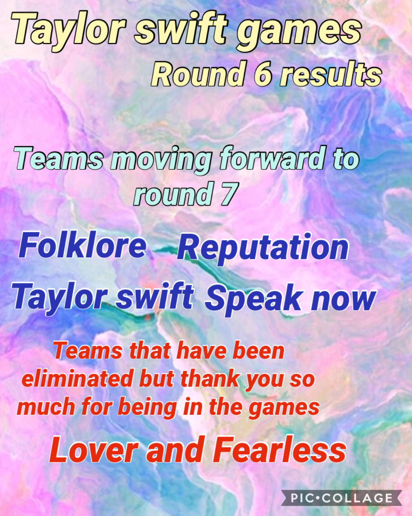 Taylor swift games round 6 results 