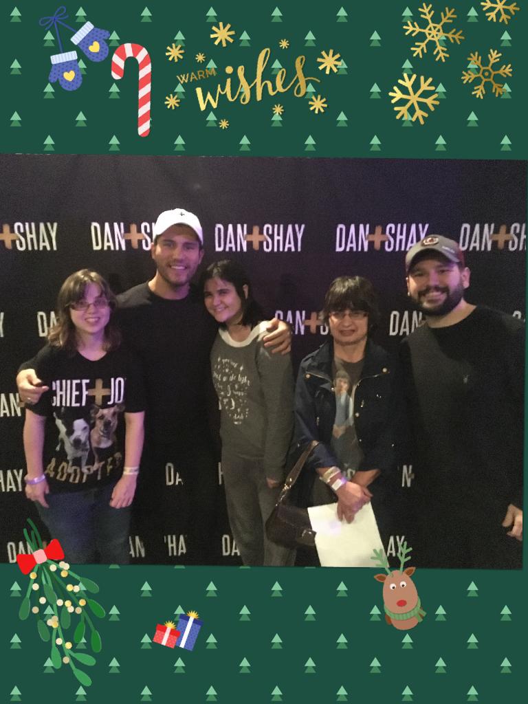 Dan  touched my hand looked at me during the concert and gave me his guitar pic and pointed at me and shay said my poster i made for them he said it was legit ❤️😘😍😭 me and and Dan and Shay and my sister and mom 