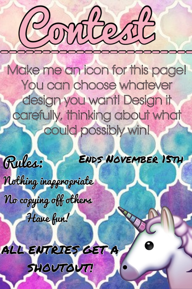 Contest!  PLEASE ENTER!

Ends November 15
All entries get a shoutout
Icon for this page!