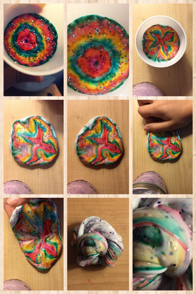 Yay! or Nae!
This is a slime that I made. Then I got markers and made the design. Next, I got the top part of a paint brush and I marbles it Then I mixed. Just for fun though. You guys should try it! 