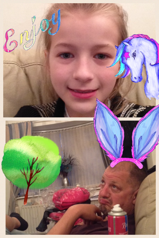 Dad has grew bunny ears!!!
