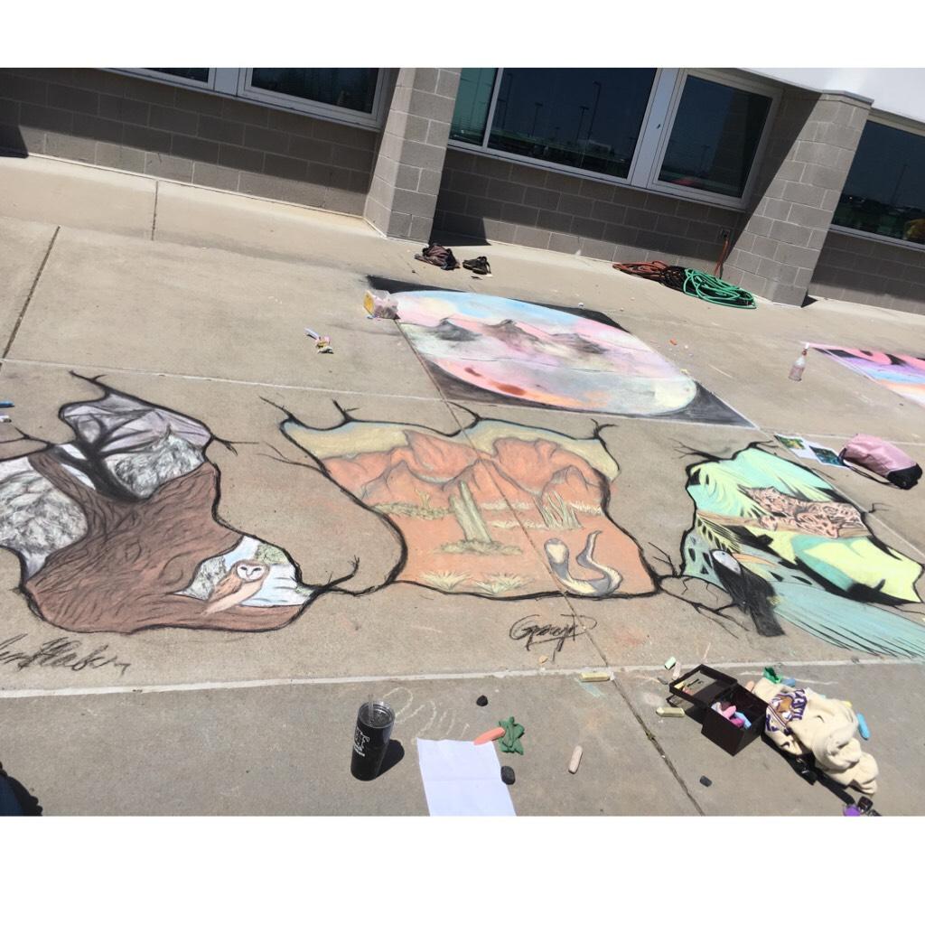 i did a chalk contest with my friends and it was so much fun. we got 2nd place