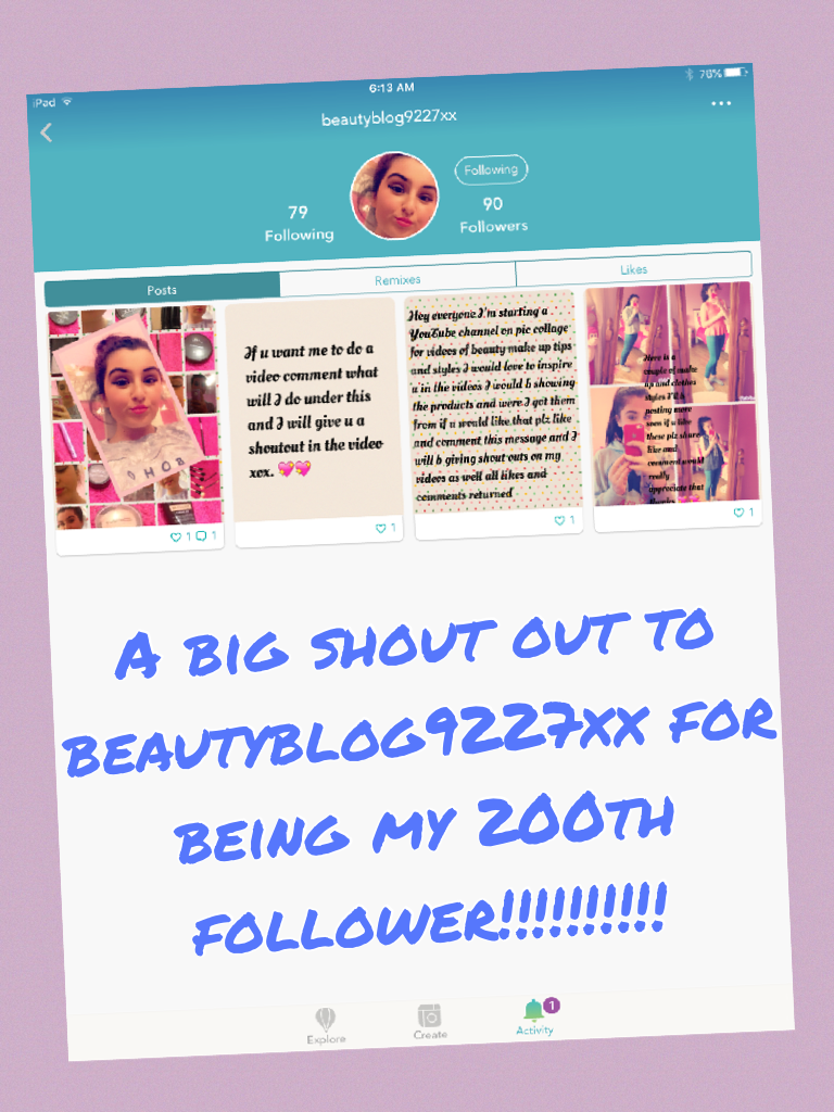 A big shout out to beautyblog9227xx for being my 200th follower!!!!!!!!!!