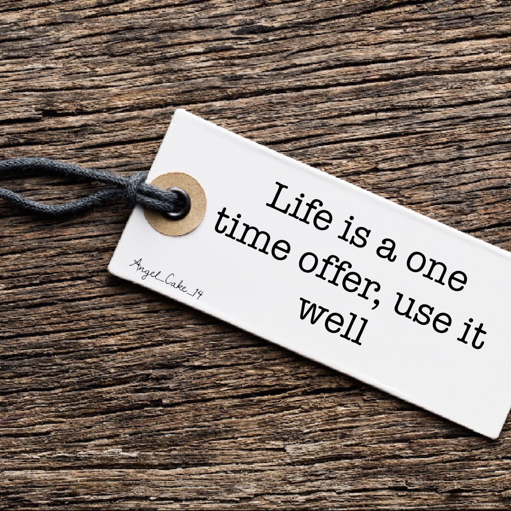 Life is a one time offer, use it well 