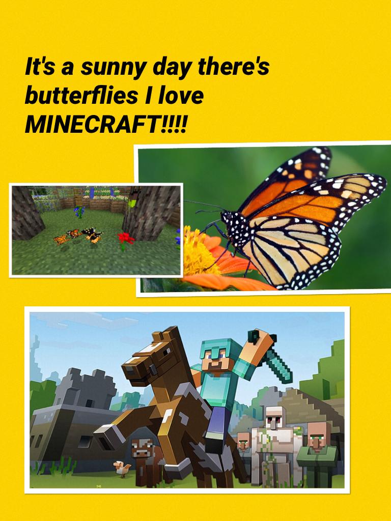 It's a sunny day there's butterflies I love MINECRAFT!!!!