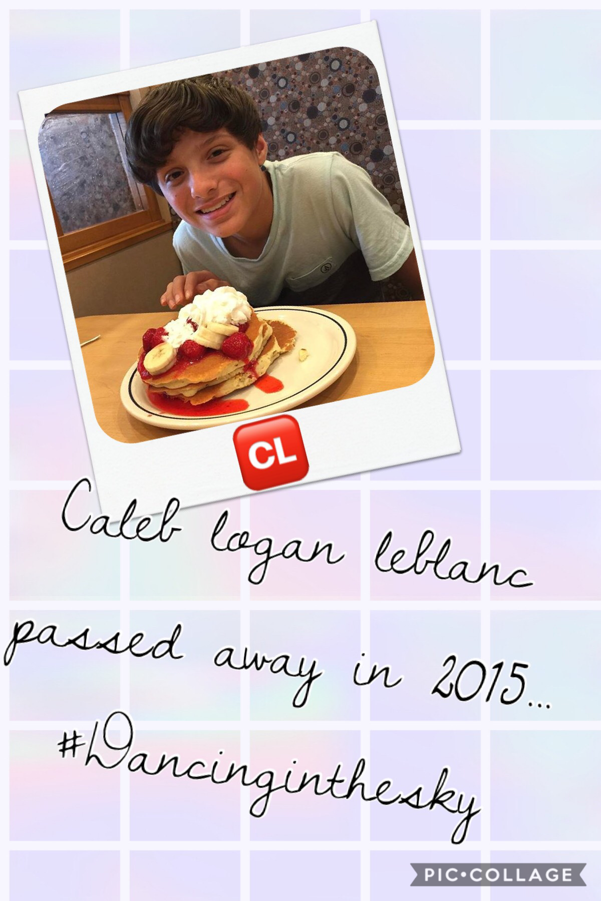 He is now 15, and Annie loved more days then caleb. The 🆑 emoji is for him, stands for caleb logan but usually celebrate life!! At the end of their vids the baked potatoe is in honr of him!! We love u Caleb!!
